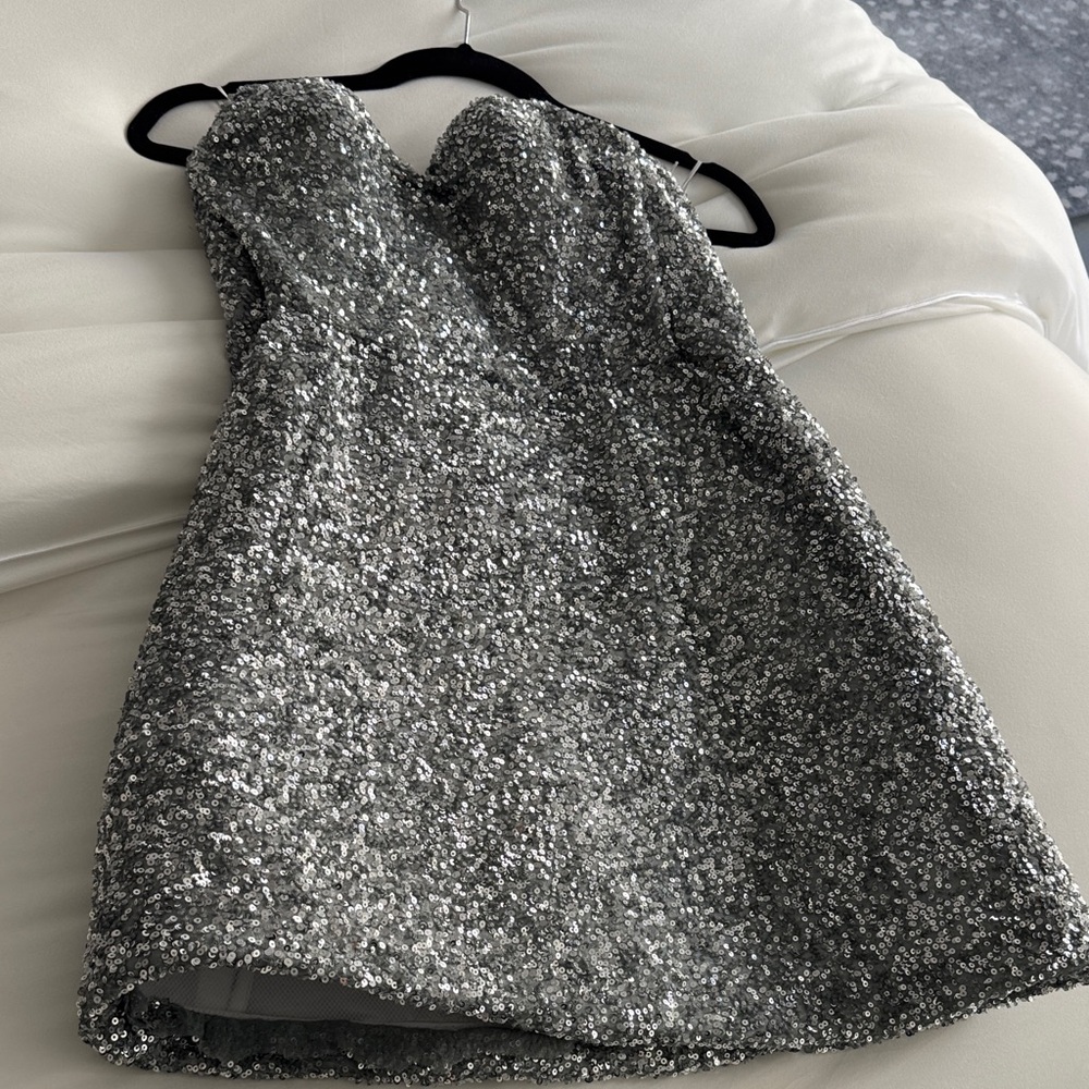 Girls' Sparkle Silver Sequin Formal Dress
